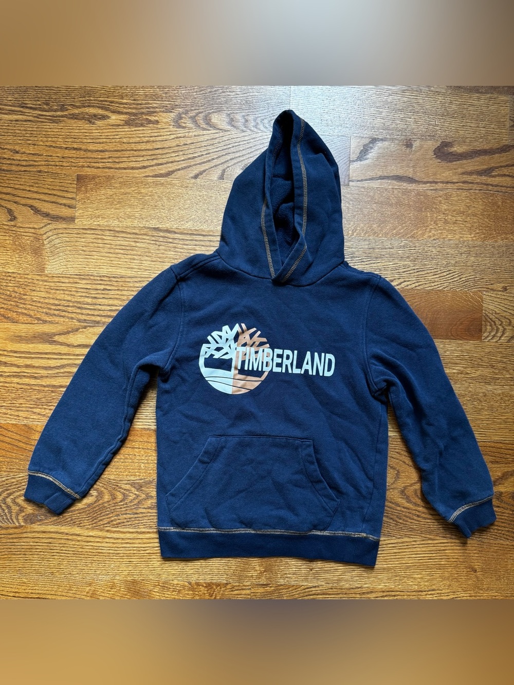 Timberland Boys Size 10 Navy Tree Logo Fleece Pullover Hoodie